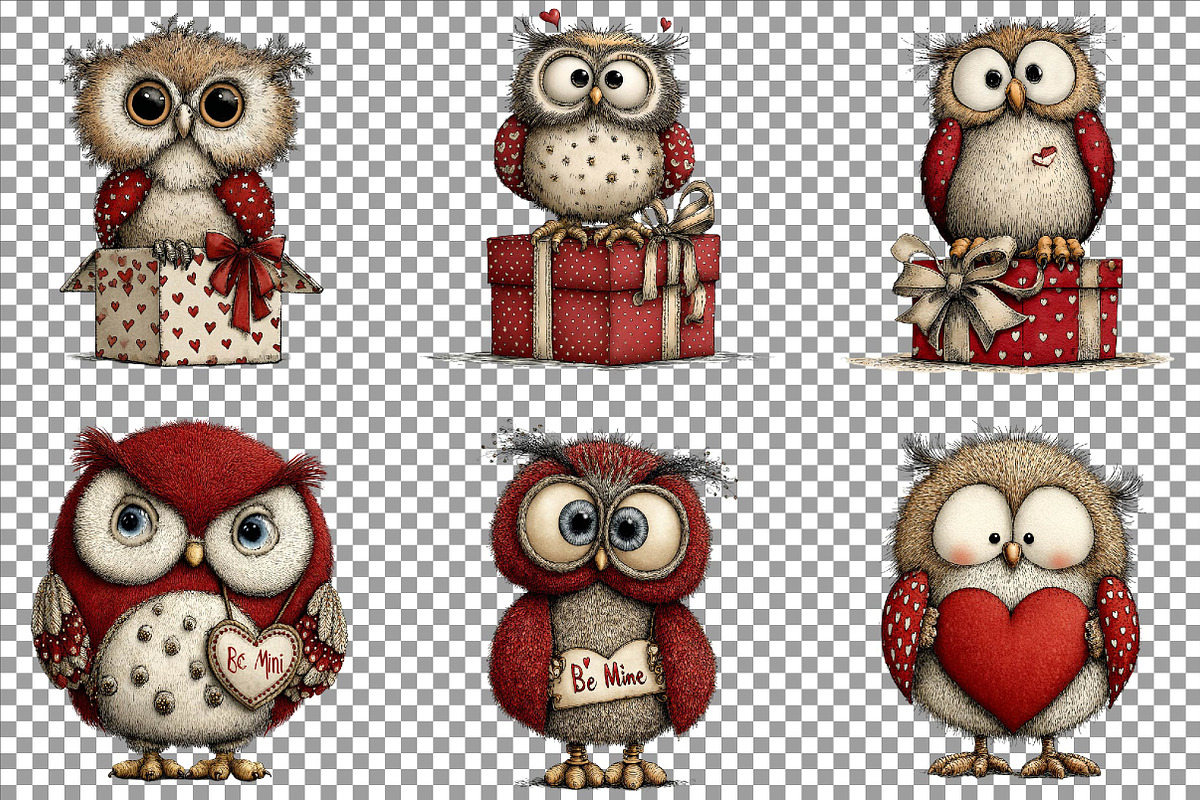 Whimsical Valentine Day Owl Clipart, an Illustration by Sublimation Artist (Photo 4 of 6)