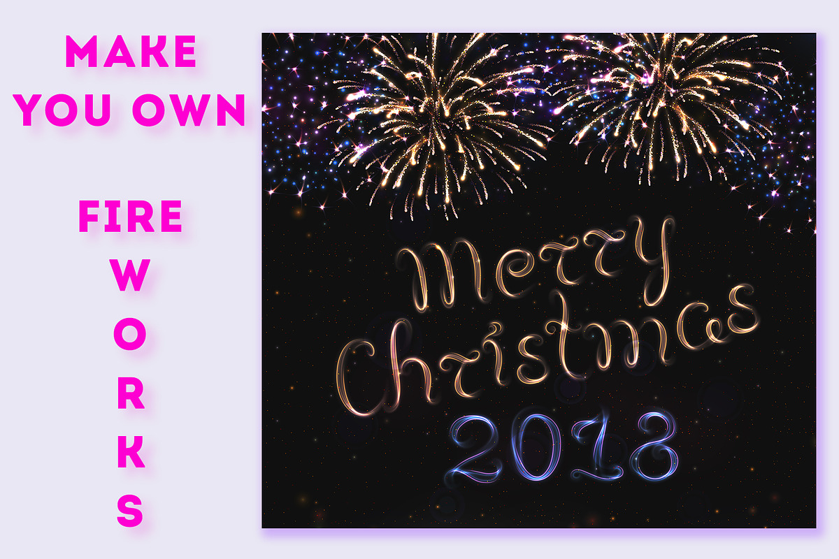 SET 4 / Xmas Fireworks 2018, a Decorative Illustration by Nadin_Lebedeva (Photo 3 of 6)