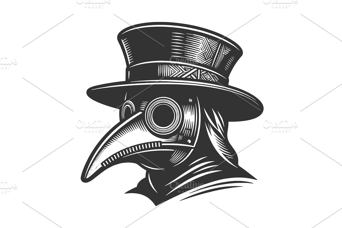Plague Doctor Mask With Top Hat, an Illustration by AlexArt