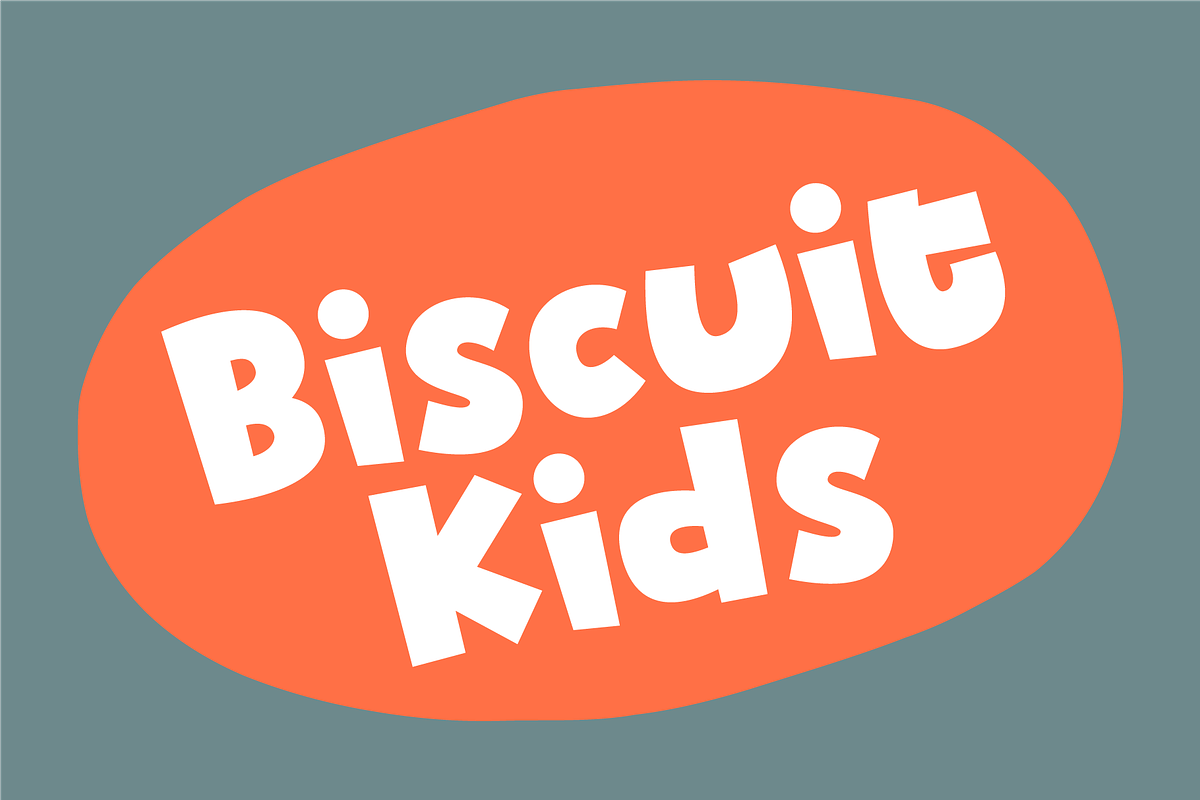 Biskuit Kids - tasty and chewy!, a Font by pizzadudedotdk (Photo 1 of 5)