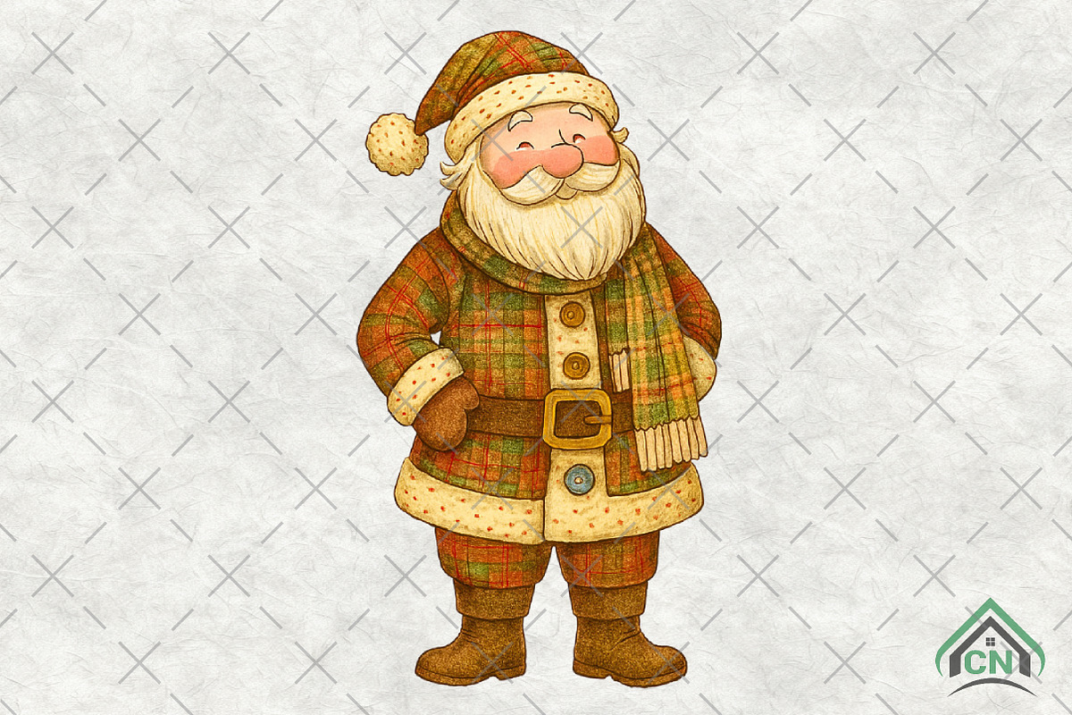 Plaid Santa Claus PNG, an Illustration by Craft Nest (Photo 1 of 6)