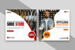 Shoe Store Social Media Post Banner, a Social Media Template by nandinigraphics