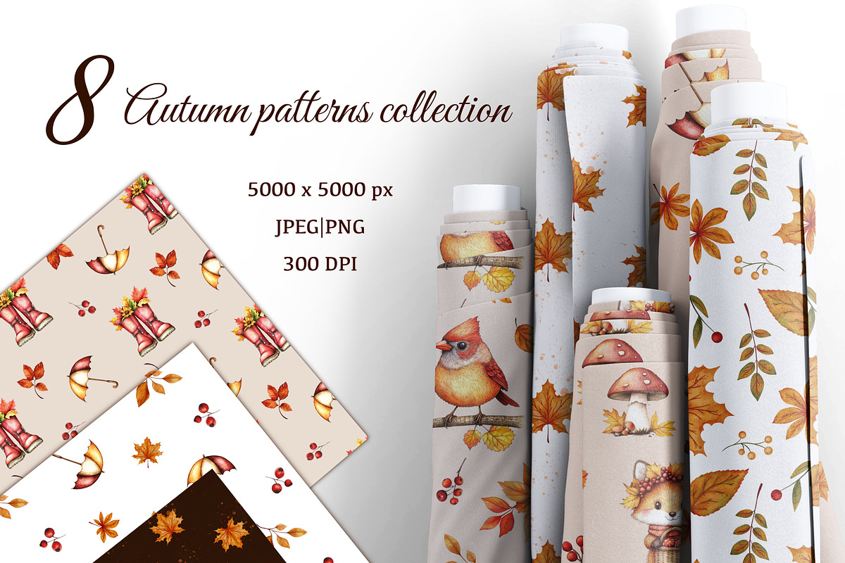 Watercolor Autumn Backgrounds Pack, a Pattern Graphic by ZabolotnaArt (Photo 1 of 7)
