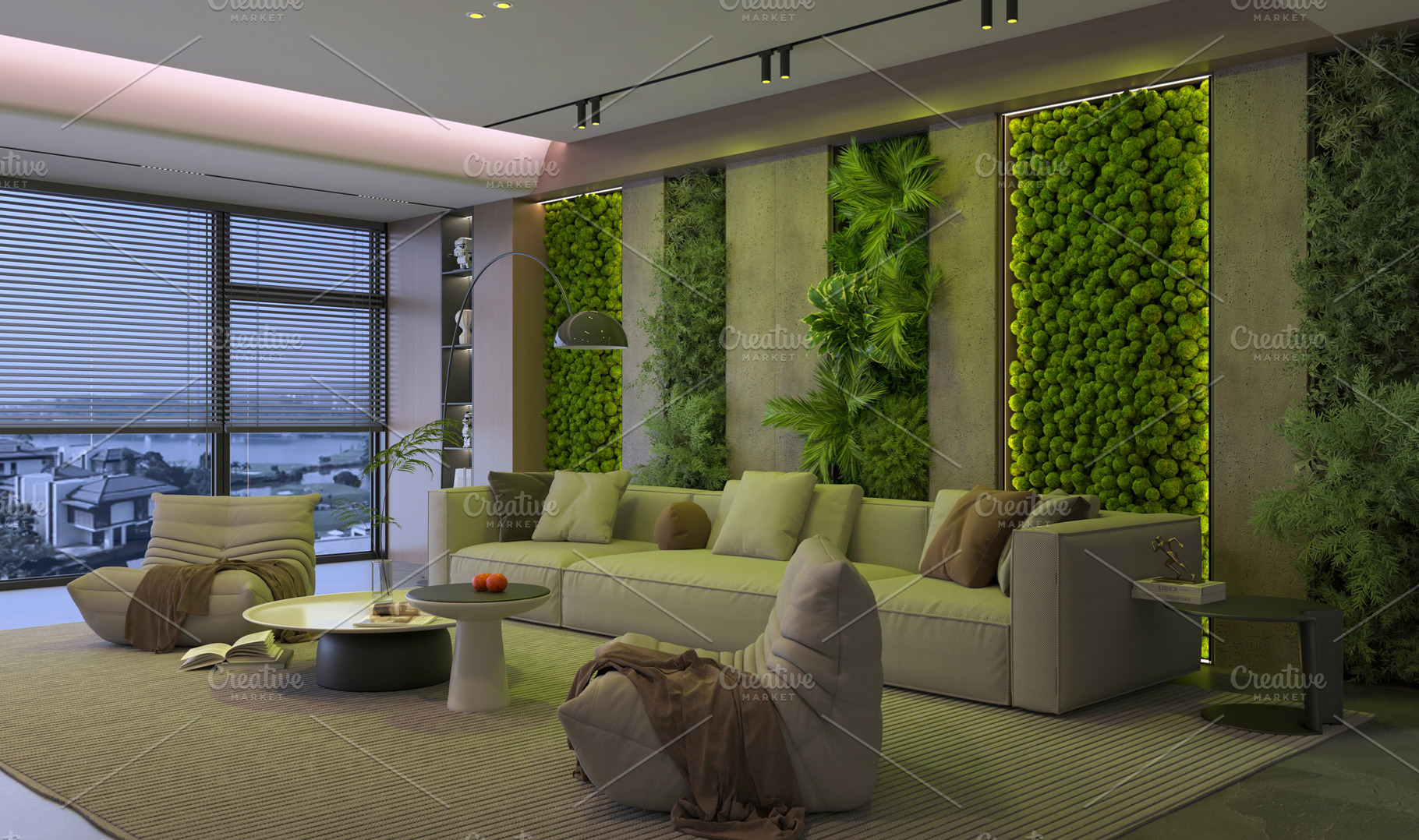 Living Room with Vertical Garden & N, an Architecture Photo by Pozitivo