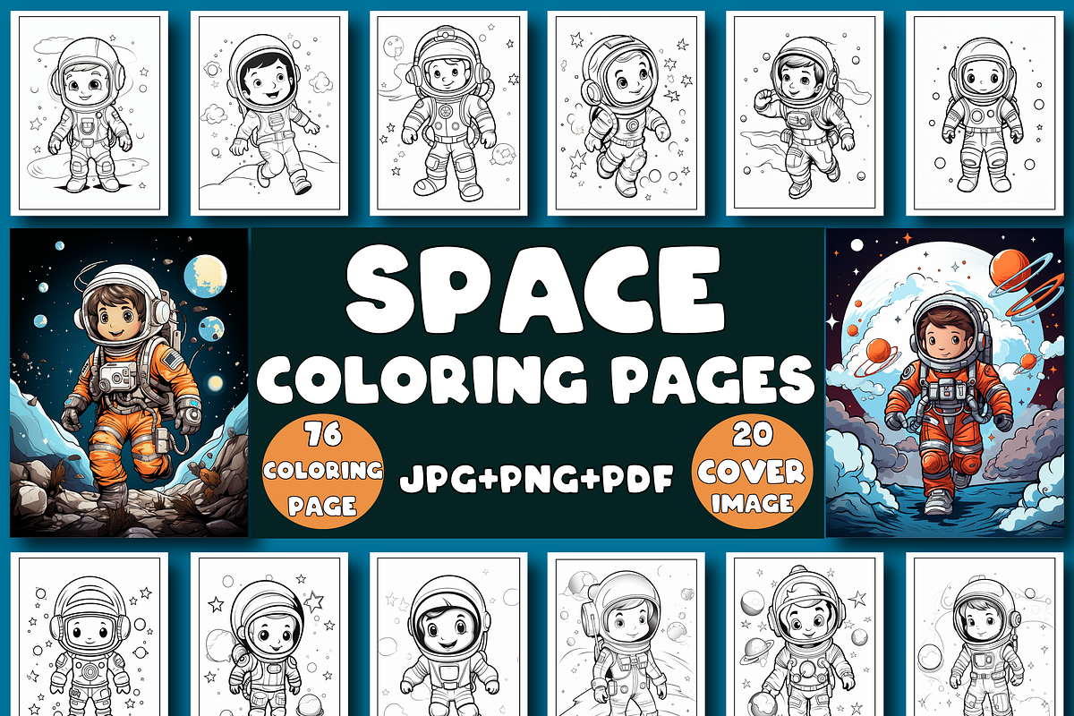 Space Coloring Pages with Cover, a Stationery Template by Design Station (Photo 1 of 5)