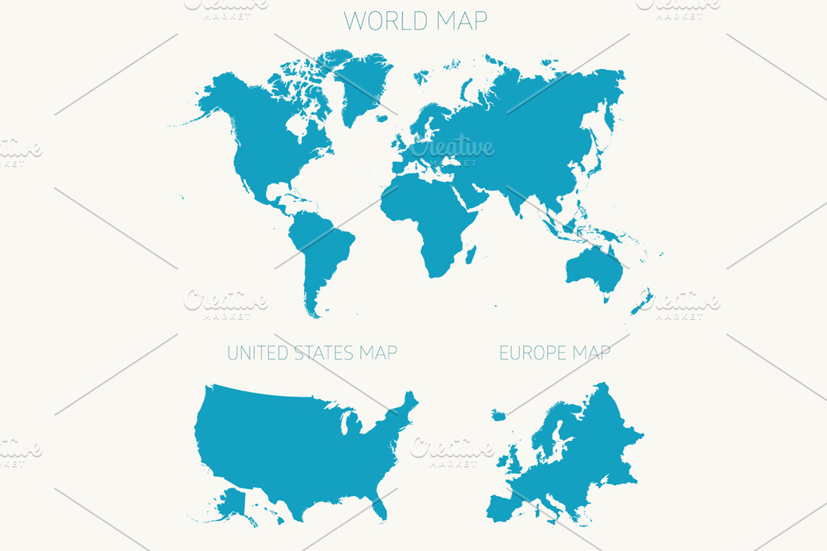 Detailed Maps (World, Europe & USA), an Object Graphic by TheMountBirdStudio (Photo 1 of 3)