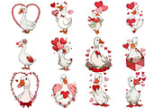Goose Valentine Clipart Sublimation, an Illustration by Designking (Thumbnail 3 of 5)