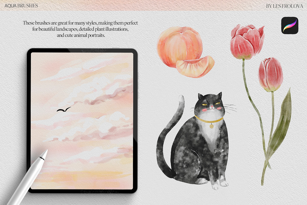 Watercolor Procreate Brushes, a Brush Add-On by Les Frolova (Photo 9 of 9)