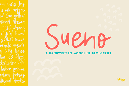 Sueno - A Monoline Semi-script, a Script Font by Mix Fonts