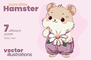 Little Hamster in purple overalls, an Animal Illustration by moja doodle