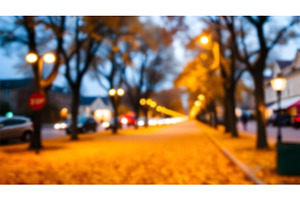 4K Blurred Evening Autumn Street