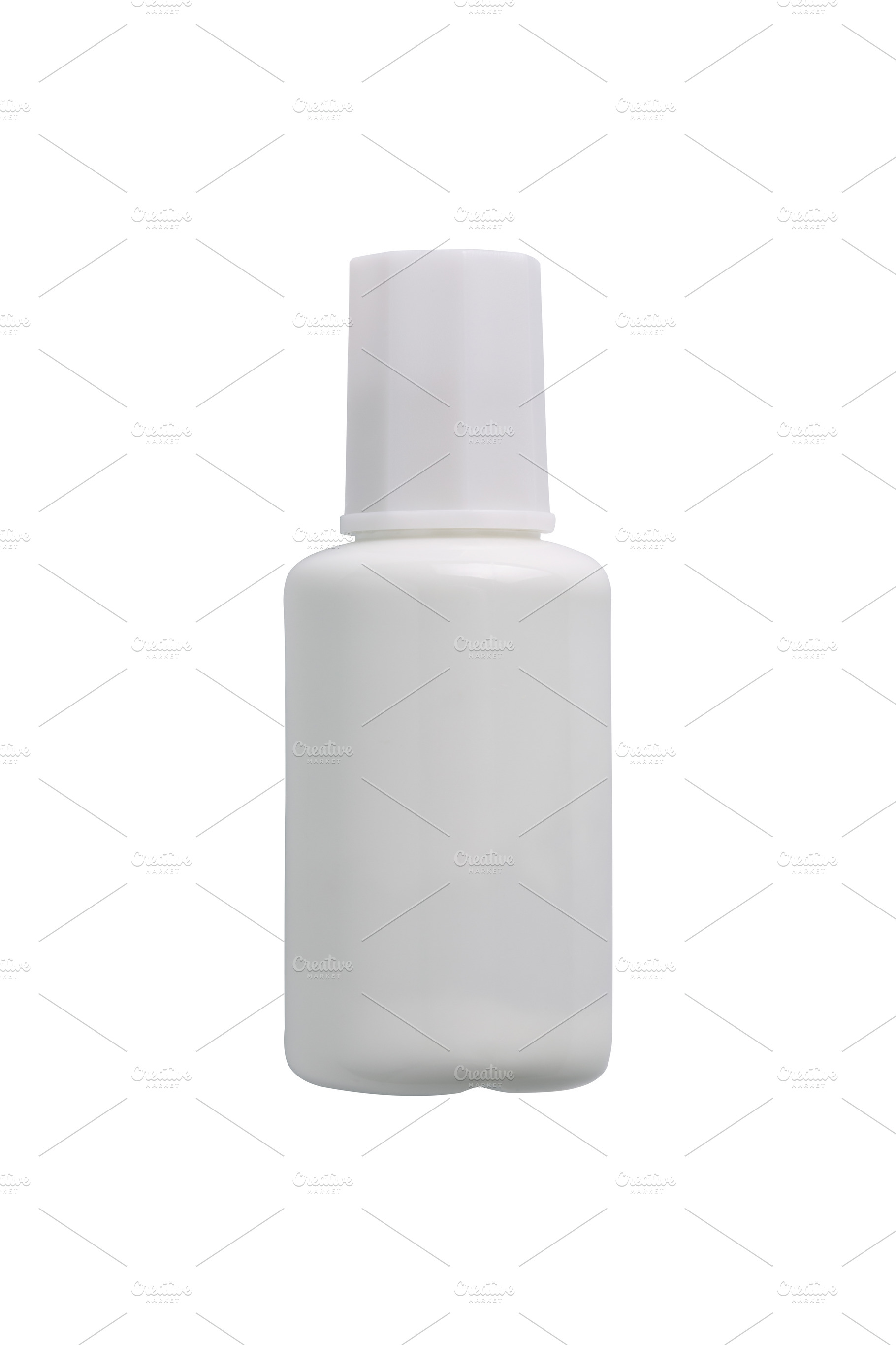 Blank white plastic bottle with cap on white background, perfect, a School & Education Photo by Ales Munt