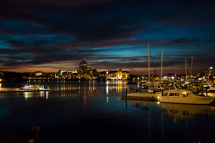 Twilight view of harbor, Victoria