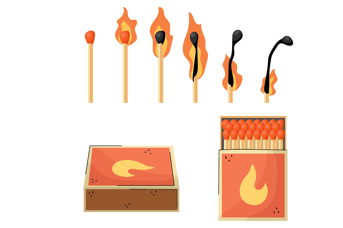 Burning Matches Set, an Illustration by Milota (Photo 2 of 3)