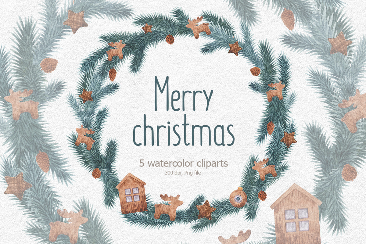 Christmas frame clipart, a Decorative Illustration by CreativeByLu (Photo 1 of 5)