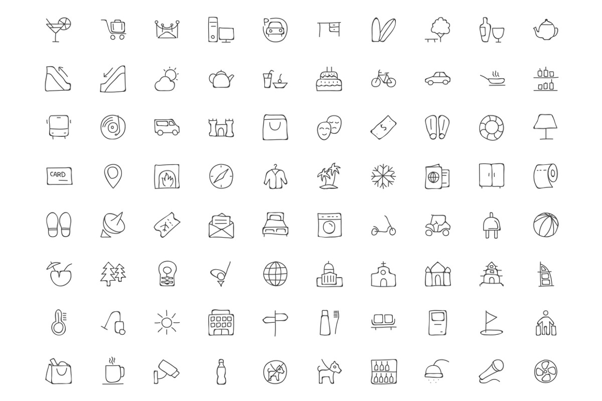 250 Hotel and Restaurant Doodle Icon, an Outline Icon by Creative Stall (Photo 3 of 4)