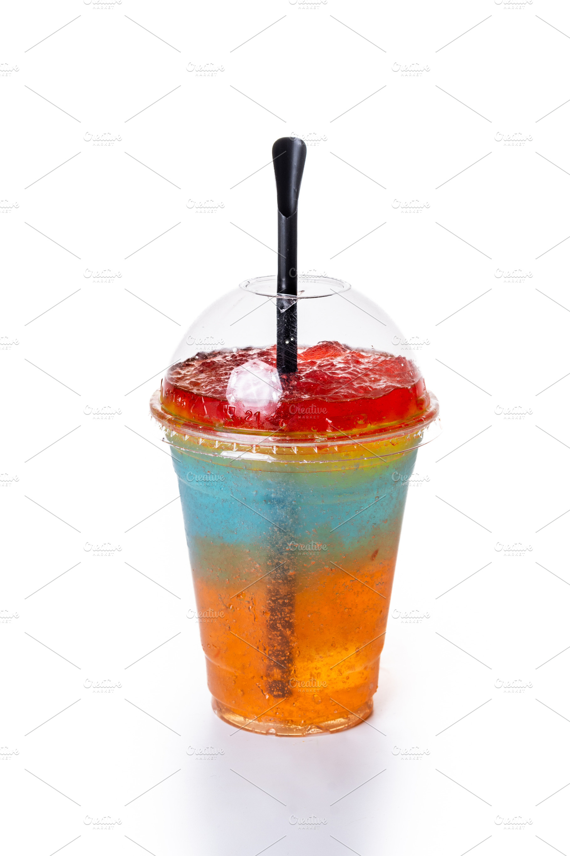 Colorful Frozen Slushie Drink in Plastic Cup, a Food & Drink Photo by etorres69