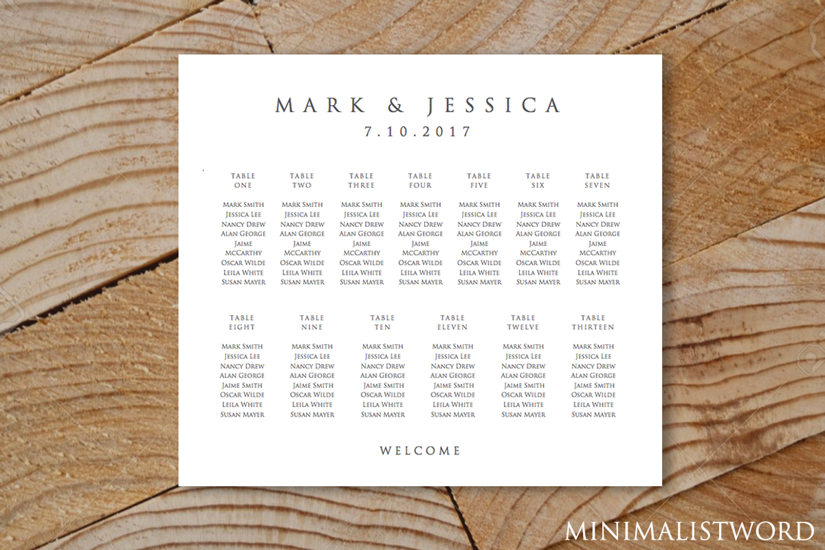 Wedding Seating Chart 13 Tables, a Brochure Template by MinimalistWord