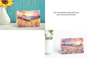 Watercolor Mountain Landscapes Set 2