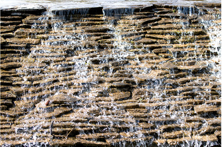 homemade waterfall in the backyard