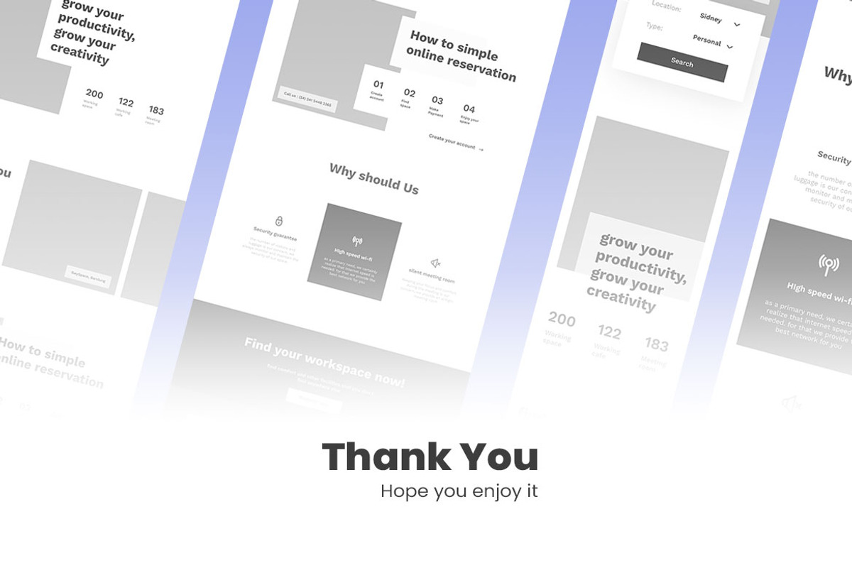 Coworking Space Wireframe Website, a Wireframe Template by INSPR STD (Photo 6 of 6)