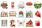 Watercolor Strawberry Clipart, an Illustration by Design Market (Thumbnail 2 of 5)