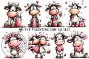Quirky Valentine Cow Clipart, an Illustration by OK Design (Thumbnail 2 of 6)