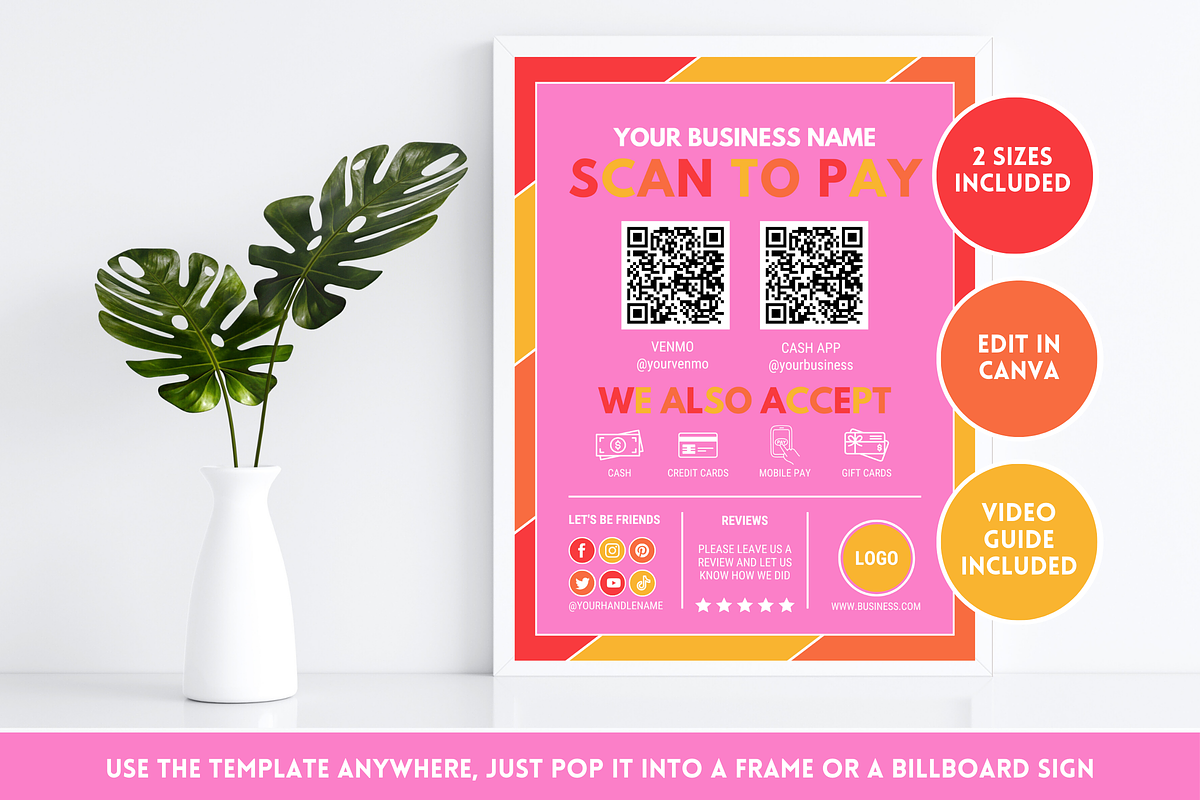 Colorful Scan to Pay Sign, a Stationery Template by SunshineStudioBoutique (Photo 5 of 10)