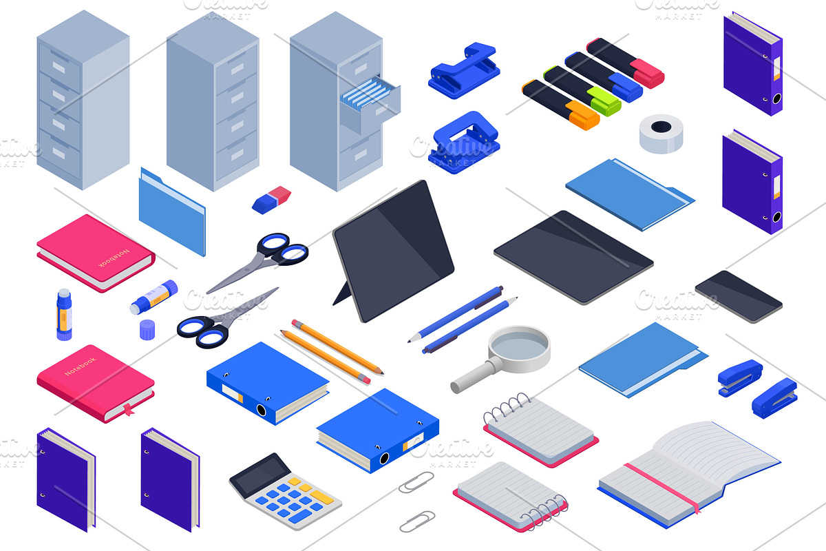 Isolated office equipment. Isometric, a Graphic by LadadikArt