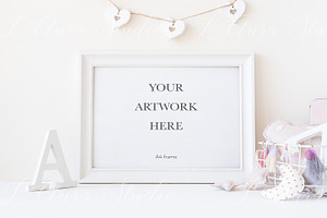 Nursery frame mockup - landscape A4, a Print Template by L'Aura Studio