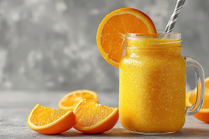 Refreshing Orange Smoothie in Mason, a Photo by Pixeness Studio