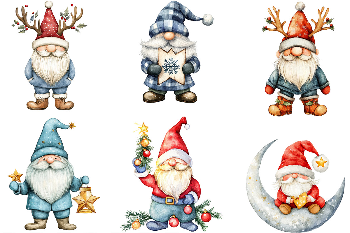 Christmas Gnome Sublimation Clipart, an Illustration by Designking (Photo 3 of 4)