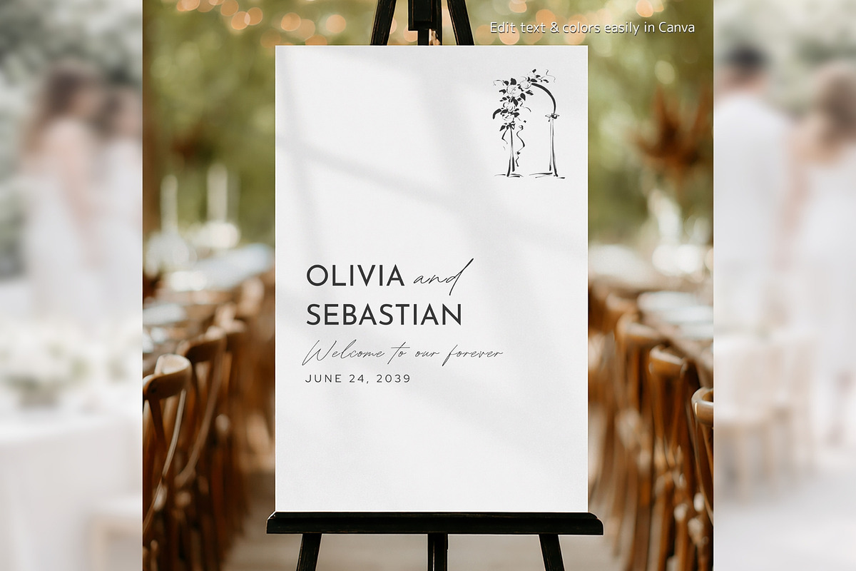 Botanical Welcome Sign Canva bd011, a Poster Template by TyphoonStudio (Photo 3 of 10)