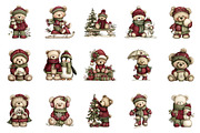 Christmas Teddy Bear Clipart, an Illustration by designcity5 (Thumbnail 3 of 5)