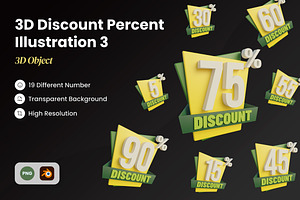 3D Discount Percent Illustration 3