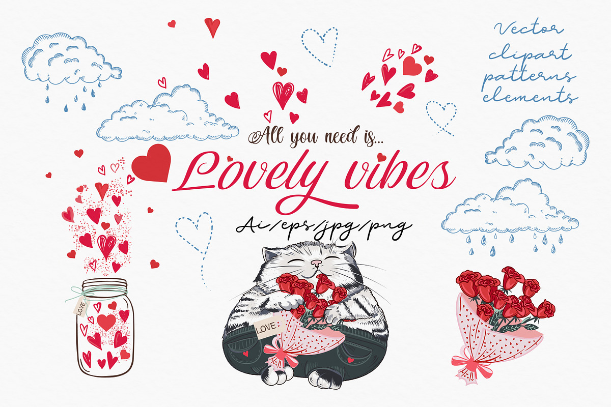 Lovely vibes vector patterns clipart, an Animal Illustration by FleurArt (Photo 1 of 16)
