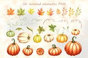 Autumn pumpkins watercolor clipart, a Decorative Illustration by susie-p-art (Thumbnail 2 of 17)