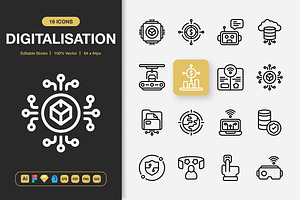 Digitalisation Icons, an Outline Icon by Spacepixel Creative