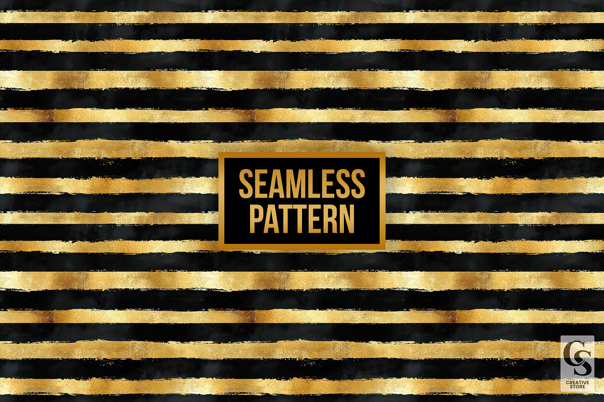 Black Gold Watercolor Stripe Pattern, a Pattern Graphic by Creative Store (Photo 4 of 4)