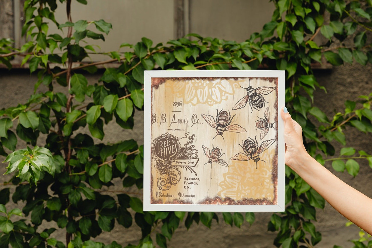Vintage Honey Bee Digital Papers, a Texture Illustration by Luna Y Mar (Photo 8 of 9)