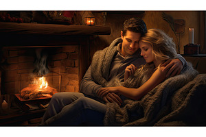 cuddle cozy couple ai generated, a Person Photo by pikepicture
