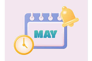 3d Calendar Icon. May. Daily