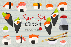 Collection Cute Sushi Illustrations