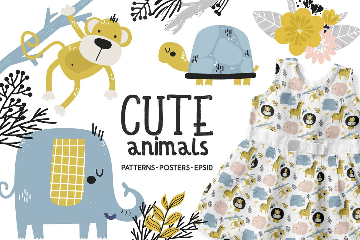 Cute Animals - Graphic Collection, an Animal Illustration by Sumacj (Photo 1 of 8)