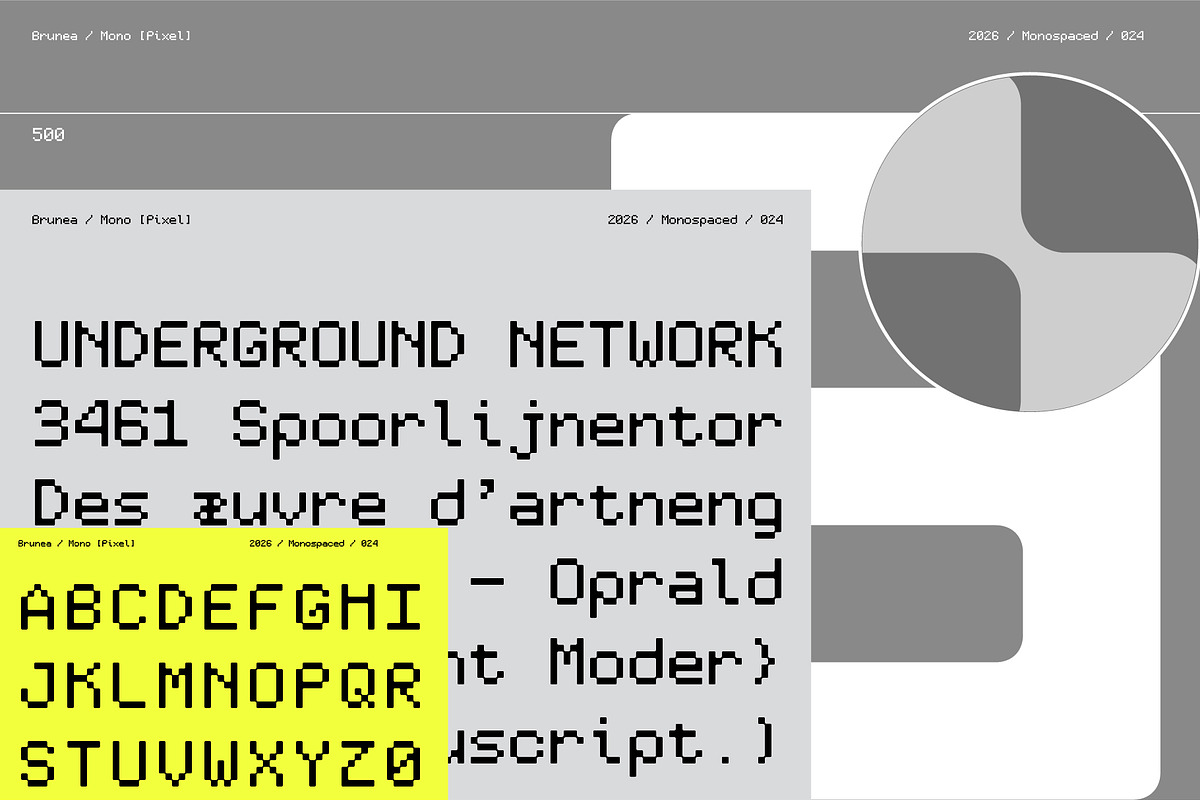 Brunea – Pixel Monospaced Font, a Sans Serif Font by Any-Type® Foundry (Photo 3 of 9)