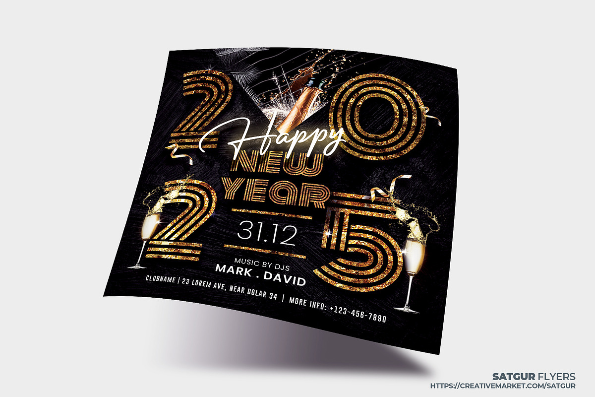New Year Party Flyer Template, a Flyer Template by Satgur Graphic Design (Photo 3 of 4)
