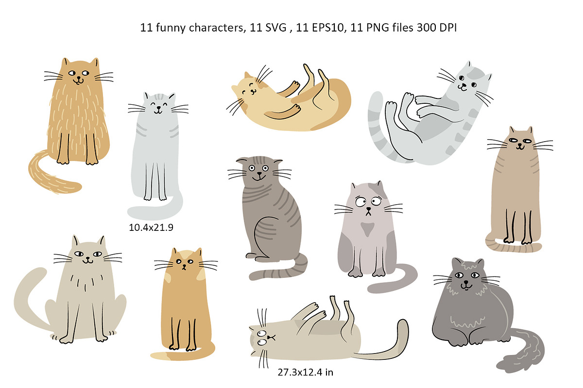 Cats and Plants Clipart and Patterns, an Animal Illustration by Anna Druzhkova (Photo 2 of 23)