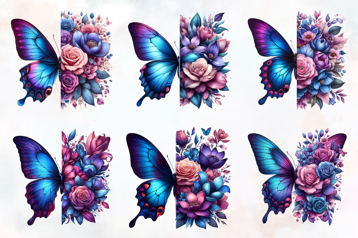 Butterfly Flowers Sublimation PNG, an Illustration by RobertsArt (Photo 2 of 7)