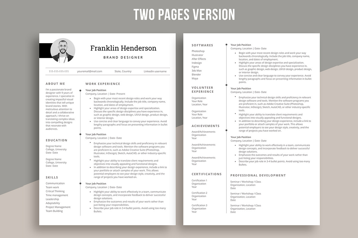 Creative Resume | CV for designer, a Resume Template by aivos (Photo 3 of 7)