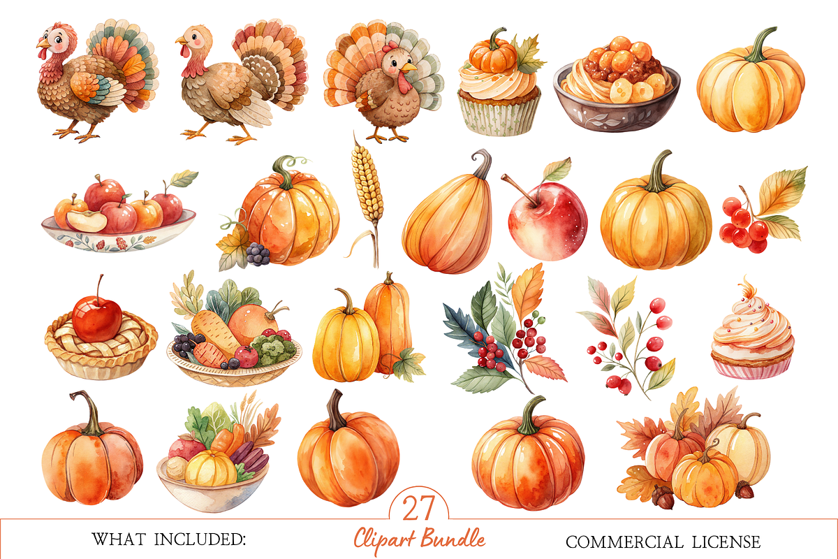 Thanksgiving Food Clipart PNG, an Object Illustration by MockupWizard (Photo 2 of 4)